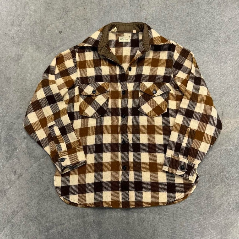 L.L. Bean Brown and Cream Checkered Shirt